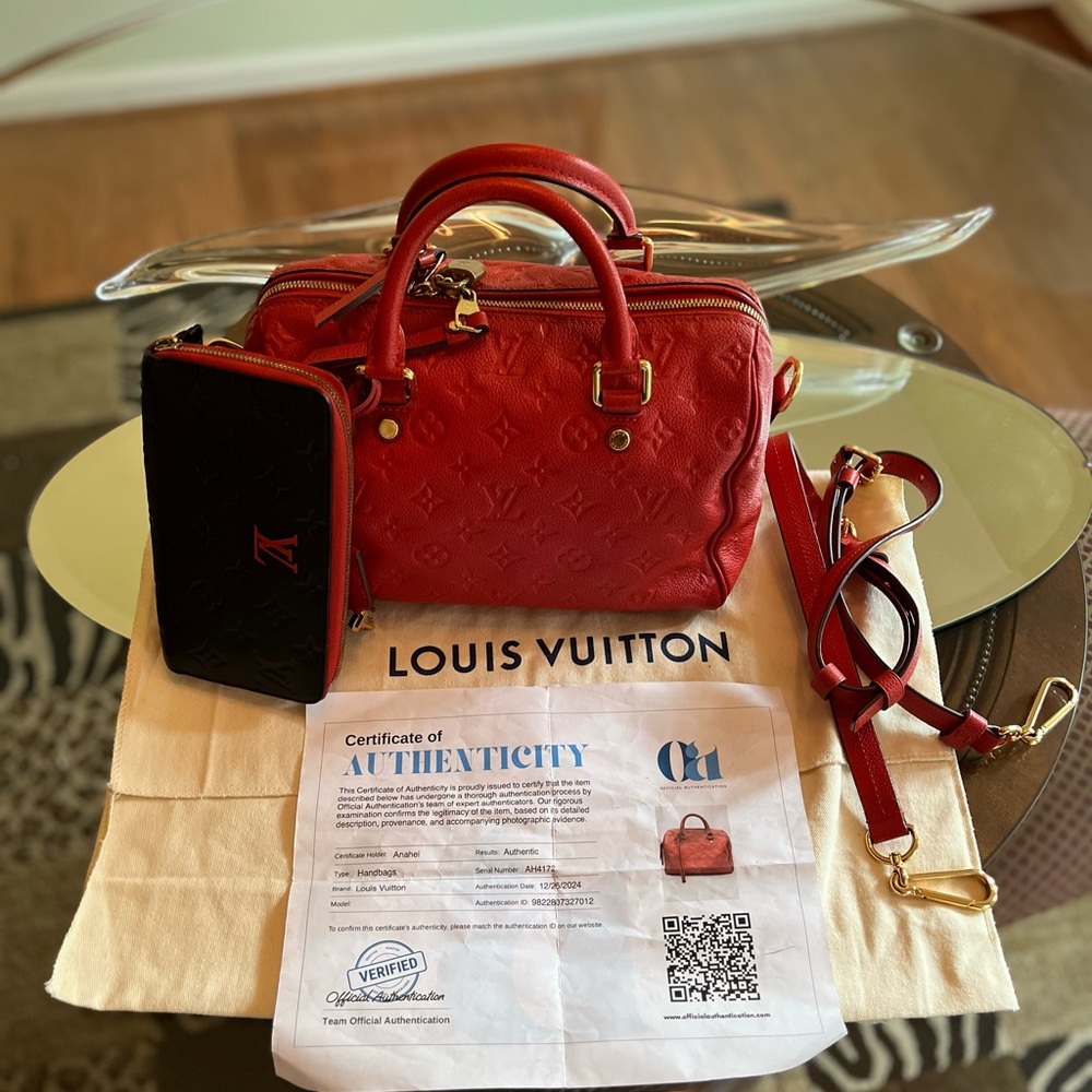 Louis Vuitton Red Emprinte Speedy Bag & Long Wallet - Picture 1 of 16